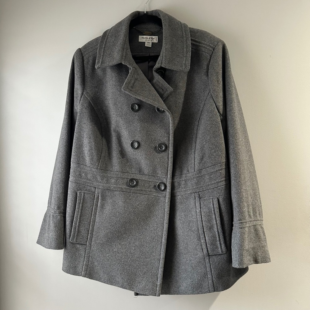 Preston & York Pea Coat Woman 18W Graphite Grey‎ Excellent Wool Blend P204W